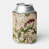 Can Sleeve - Orchideeënprint in Beige Blikjeskoeler (Blikje Achterkant)