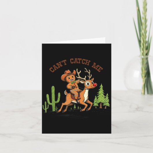 Can’t Catch Me Gingerbread Cowboy Funny Christmas  Kaart (Voorkant)