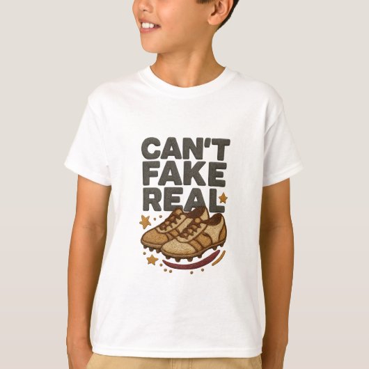 Can’t Fake Real Football Embroidered Design T-shirt (Voorkant)