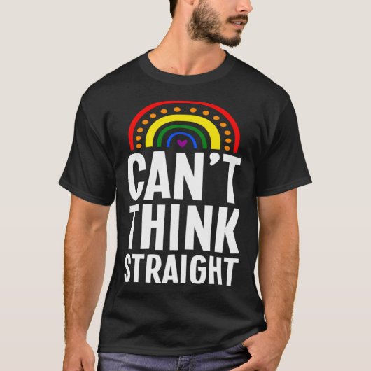 Can t Think Straight Bohemian Rainbow Gay Pride Mi T-shirt (Voorkant)