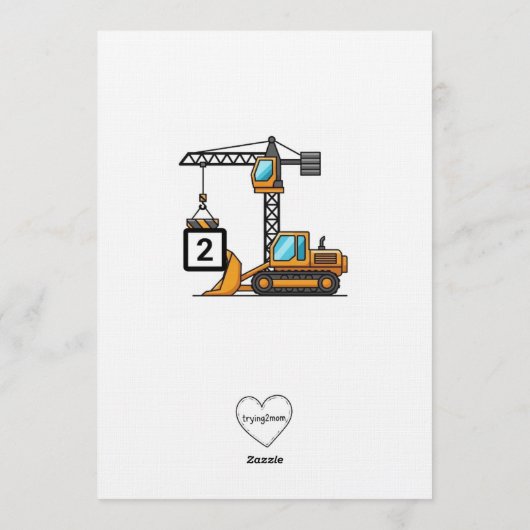 Can You Dig It, Construction 2nd Birthday Kaart (Achterkant)