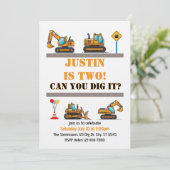 Can You Dig It, Construction 2nd Birthday Kaart (Staand voorkant)