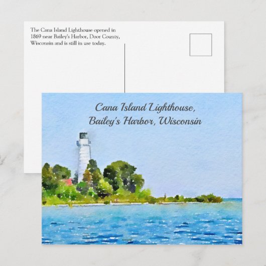 Cana Island Lighthouse, Bailey's Harbour, WI Briefkaart (Voorkant / Achterkant)