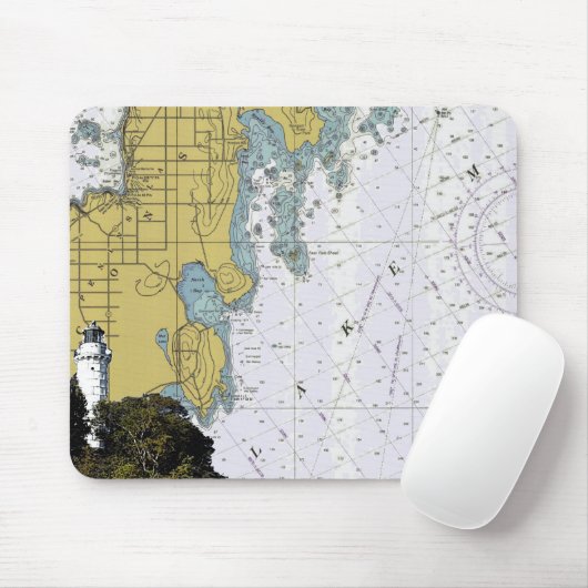 Cana Island Lighthouse Chart mousepad Muismat (Met muis)