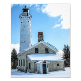 Cana Island Lighthouse in Winter Photography Print Foto Afdruk