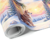 Canaan Dog Desert Stone Winter Christmas Art Cadeaupapier (Rol Hoek)
