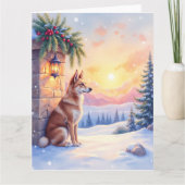 Canaan Dog Desert Stone Winter Christmas Art Kaart (Voorkant)