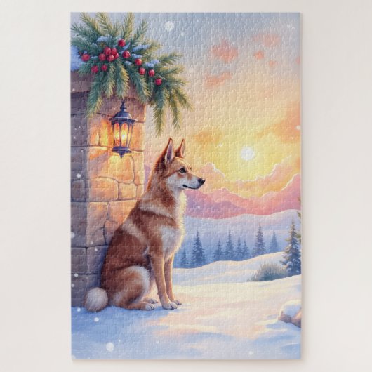 Canaan Dog Desert Stone Winter Christmas Art Legpuzzel (Verticaal)