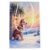 Canaan Dog Desert Stone Winter Christmas Art Medium Cadeauzakje (Voorkant)