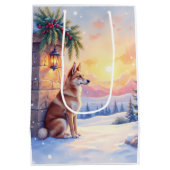 Canaan Dog Desert Stone Winter Christmas Art Medium Cadeauzakje (Achterkant)