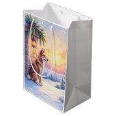 Canaan Dog Desert Stone Winter Christmas Art Medium Cadeauzakje (Achterkant Gekanteld)