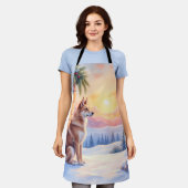 Canaan Dog Desert Stone Winter Christmas Art Schort (Gedragen)