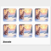 Canaan Dog Desert Stone Winter Christmas Art Vierkante Sticker (Vel)