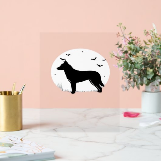 Canaan Dog - Halloween Moon Silhouette Classic T-S Acryl Bord (Huwelijk)