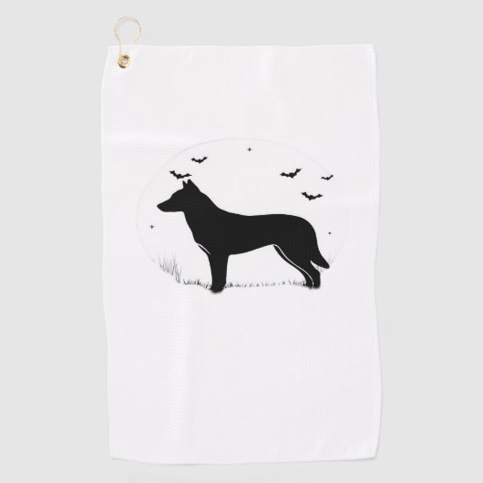 Canaan Dog - Halloween Moon Silhouette Classic T-S Golfhanddoek (Voorkant)