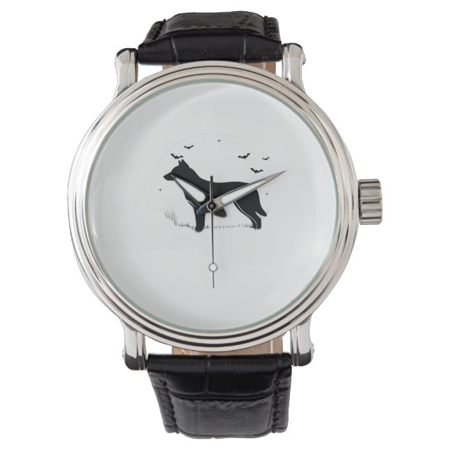 Canaan Dog - Halloween Moon Silhouette Classic T-S Horloge (Voorkant)