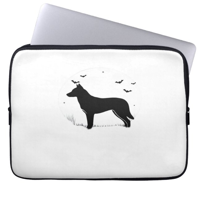 Canaan Dog - Halloween Moon Silhouette Classic T-S Laptop Sleeve (Voorkant)