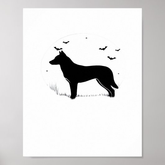 Canaan Dog - Halloween Moon Silhouette Classic T-S Poster (Voorkant)