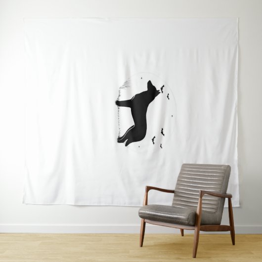 Canaan Dog - Halloween Moon Silhouette Classic T-S Wandkleed (In Situ (horizontaal))
