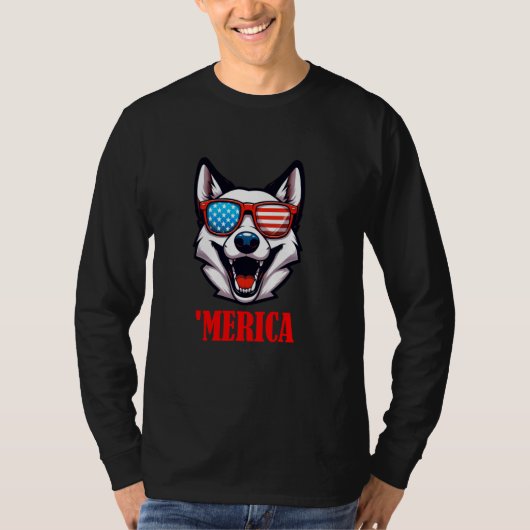Canaan Dog Merica 4 juli Amerikaanse vlag T-shirt (Voorkant)