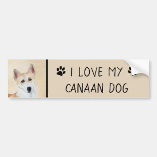 Canaan Dog Painting - Cute Original Dog Art Bumpersticker