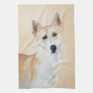 Canaan Dog Painting - Cute Original Dog Art Theedoek