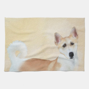 Canaan Dog Painting - Cute Original Dog Art Theedoek