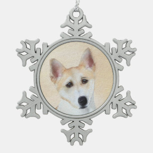 Canaan Dog Painting - Cute Original Dog Art Tin Sneeuwvlok Ornament