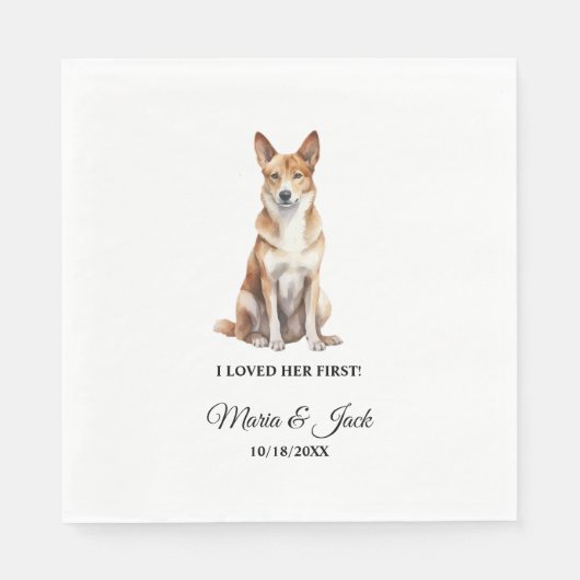 Canaan Dog Pet Cocktail Bruiloft Meer dan 100 Hond Servet (Voorkant)