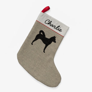 Canaan Dog Silhouette Faux Linen Custom Holiday Kleine Kerstsok
