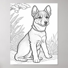 Canaan hond volwassen kleuring poster