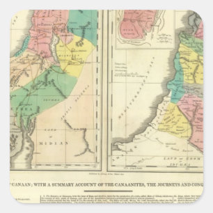 Canaan - Israel Atlas Map Vierkante Sticker