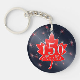 Canada 150 herdenkingsmakreel en vuurwerk sleutelhanger