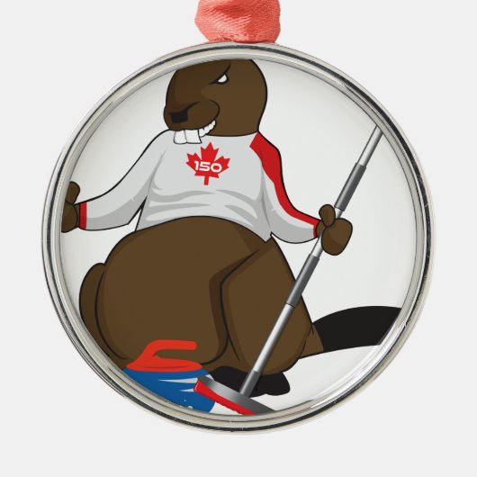Canada 150 in 2017 Beaver Curling Main Metalen Ornament (Voorkant)