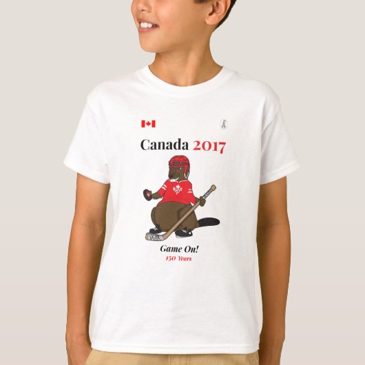 Canada 150 in 2017 Beaver Hockey Game On T-shirt (Voorkant)
