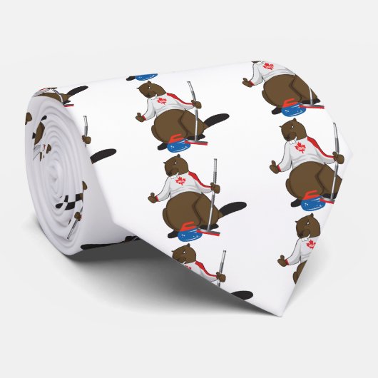 Canada 150 in 2017 Curling Beaver Merchandise Stropdas (Opgerold)
