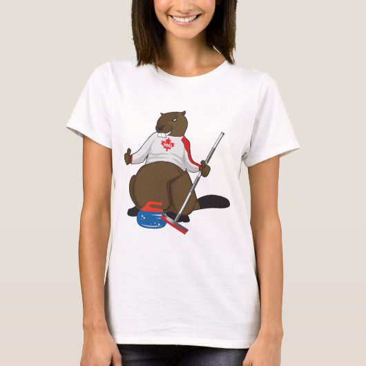 Canada 150 in 2017 Curling Beaver Merchandise T-shirt (Voorkant)
