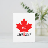 Canada 150 in 2017 esdoornblad briefkaart (Staand voorkant)