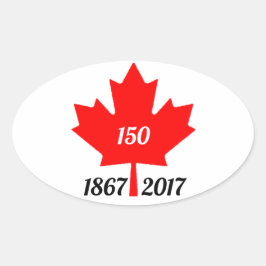 Canada 150 in 2017 esdoornblad ovale sticker