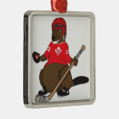Canada 150 in 2017 Hockey Beaver Metalen Ornament (Rechts)