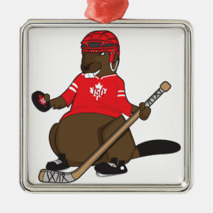 Canada 150 in 2017 Hockey Beaver Metalen Ornament
