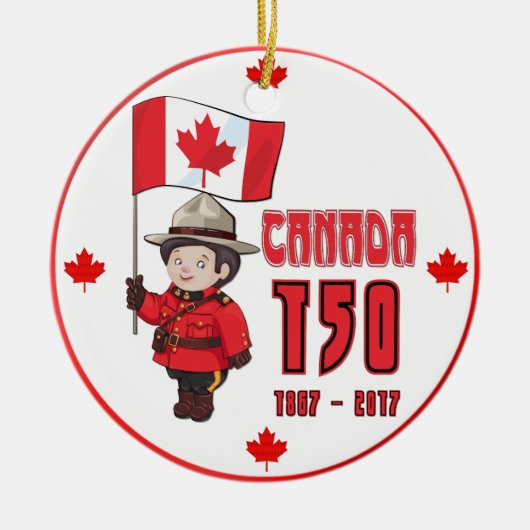 Canada 150 jaar Jubileum Keramisch Ornament (Voorkant)