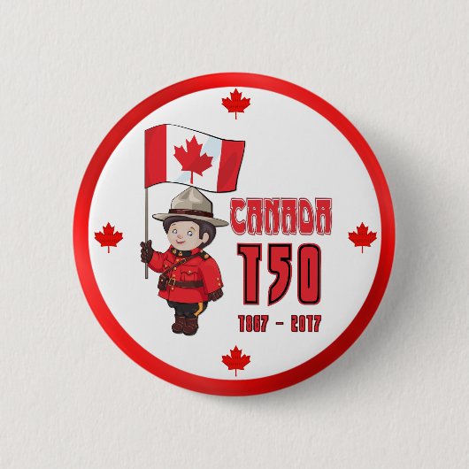 Canada 150 jaar Jubileum Ronde Button 5,7 Cm (Voorkant)