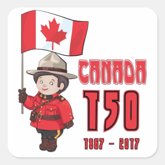 Canada 150 jaar Jubileum Vierkante Sticker (Voorkant)