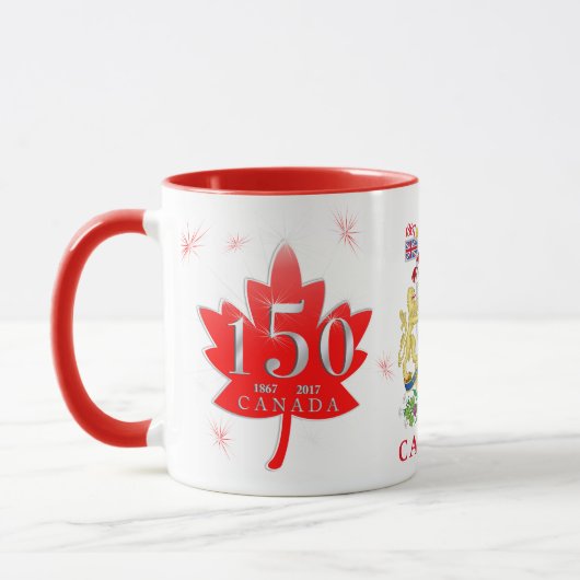 Canada 150 Maple Leaf Fireworks Coat of Arms Mok (Links)
