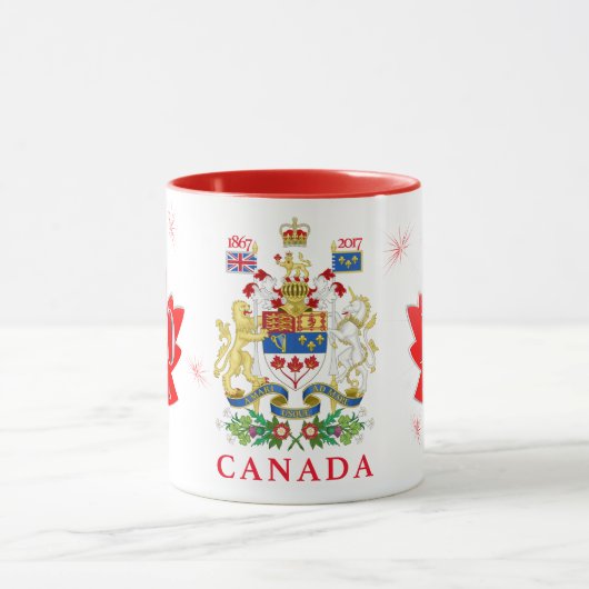 Canada 150 Maple Leaf Fireworks Coat of Arms Mok (Midden)