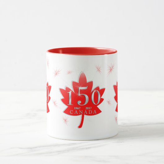 Canada 150 Red Maple Leaf Fireworks Mok (Midden)