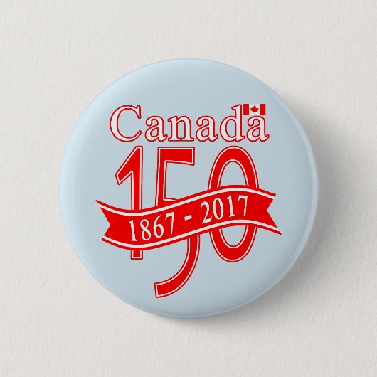 CANADA 150 RIBBON-BUTTON RONDE BUTTON 5,7 CM (Voorkant)