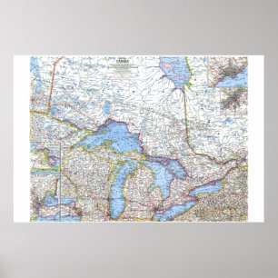 " Canada: 1963 Central Canada - gedetailleerd MAP  Poster