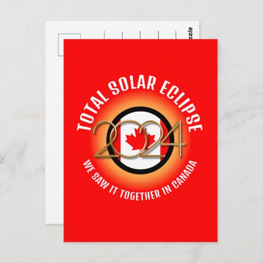 Canada 2024 TOTALE ZONSVERDUISTERING Briefkaart (Voorkant / Achterkant)